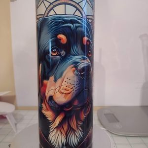 Custom 20 oz Stained Glass look Rottweiler Tumbler
